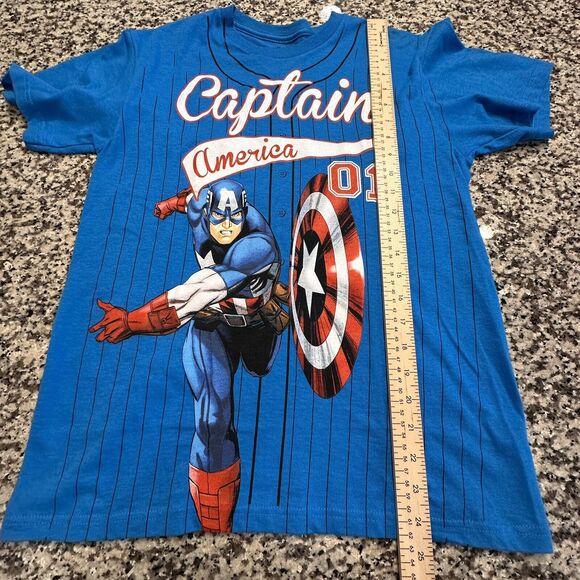 Marvel Captain America Youth/Kids Super Hero Fun Size L Blue Short Sleeve TShirt - Picture 6 of 7